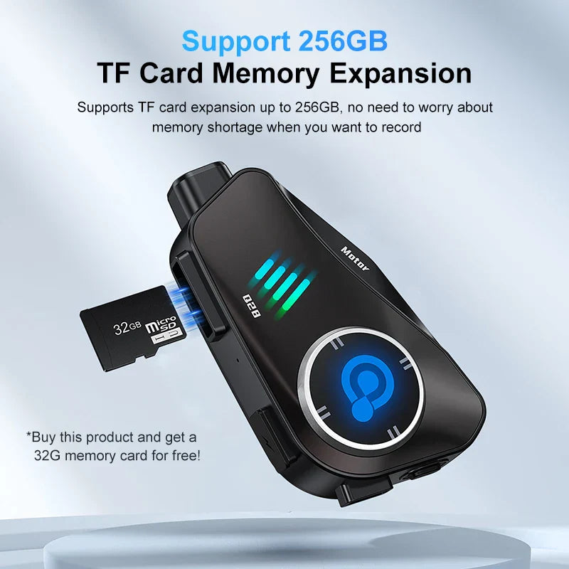 Waterproof 1080P HD helmet camera with Bluetooth intercom for motorcycle riders