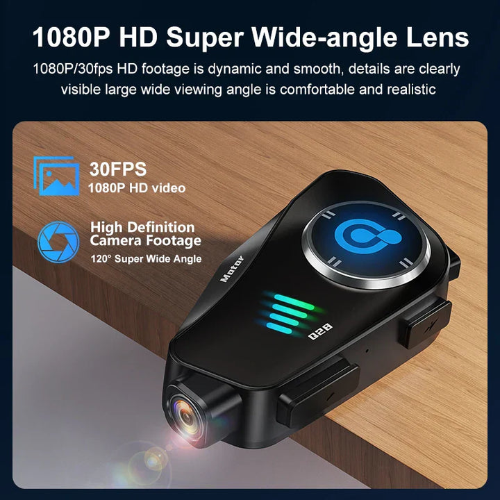 Motorcycle helmet camera with integrated Bluetooth headset and 1080P HD recording