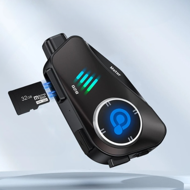 On-board motorcycle camera with 1080P HD video and Bluetooth intercom for communication