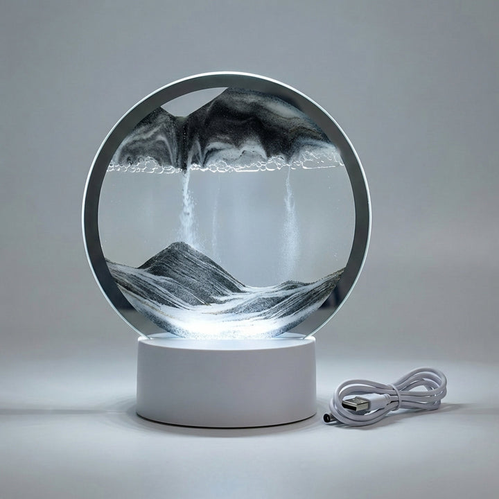 AquaDrift LED Sand Art Lamp, a unique relaxation gift for stress relief, with elegant circular design