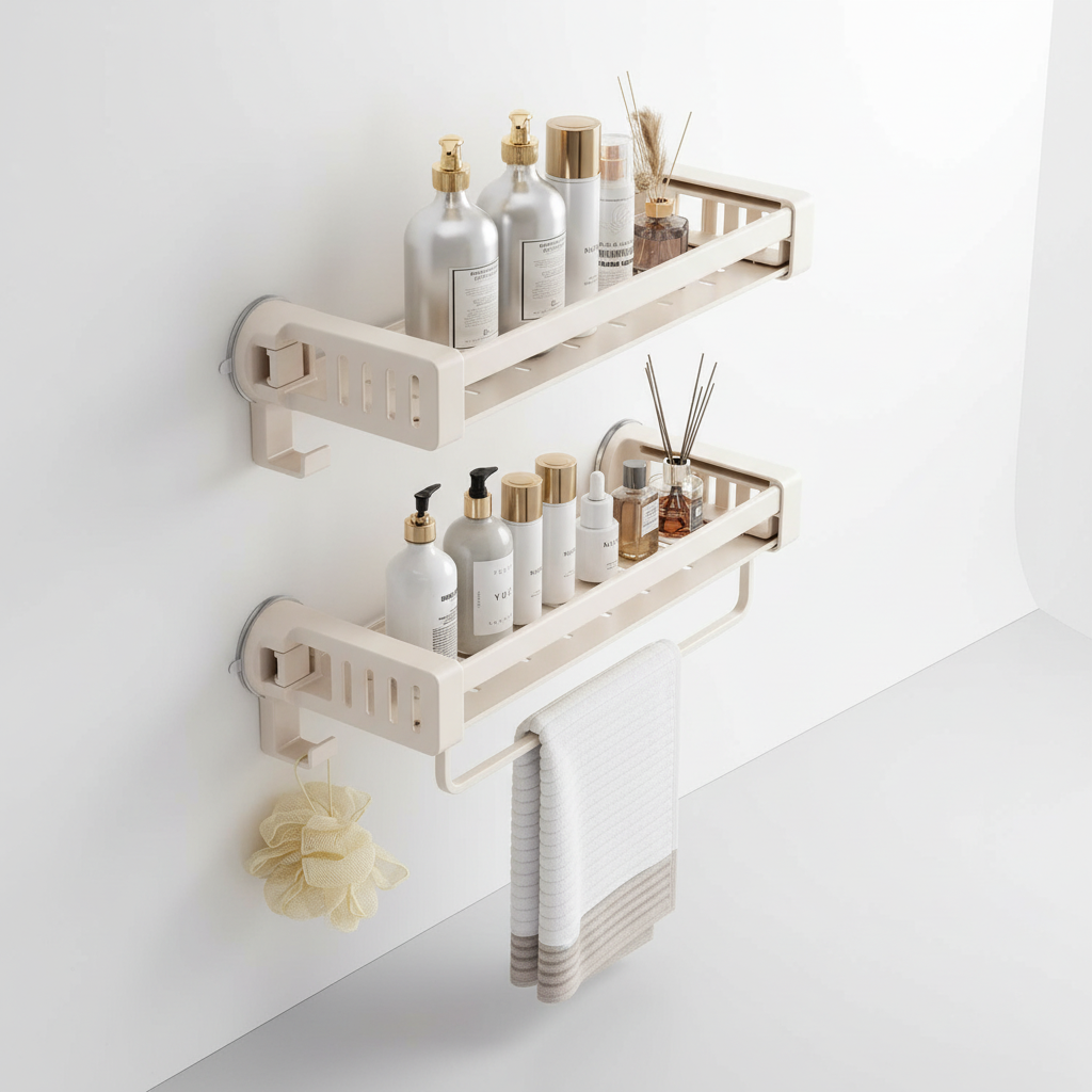 AquaFixor no-drill aluminum wall shelf, perfect modern bathroom shower caddy