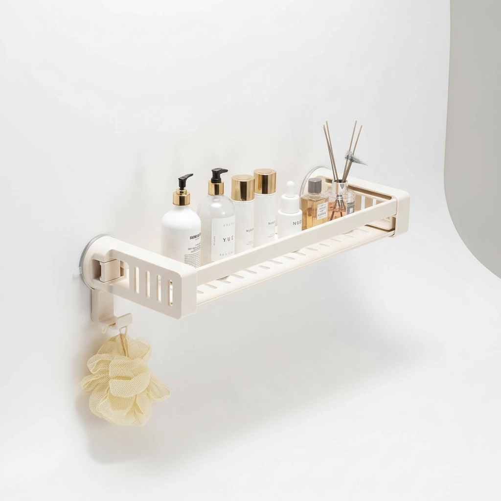 AquaFixor no-drill shower caddy, modern aluminum hanging shelf for bathroom organization