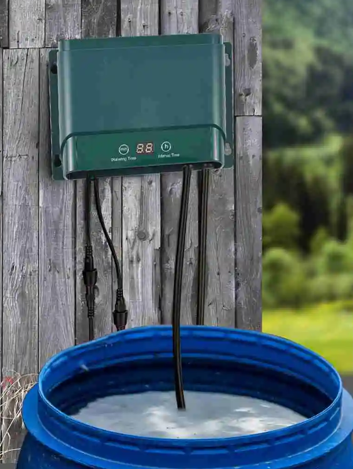 AquaFlow solar drip irrigation system kit with controller, solar panel & tubing for automatic plant watering