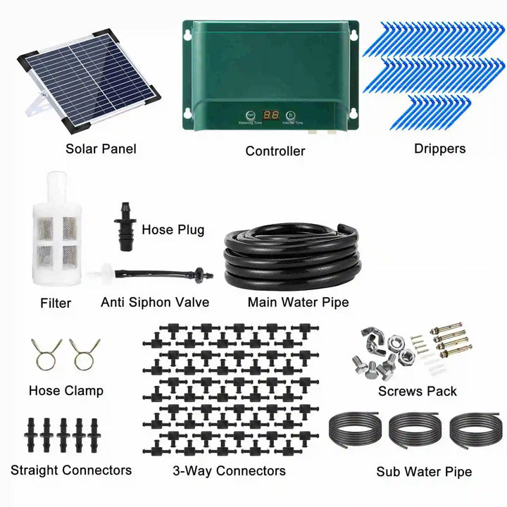 Eco-friendly AquaFlow solar drip irrigation system ensuring consistent watering for healthy garden plants