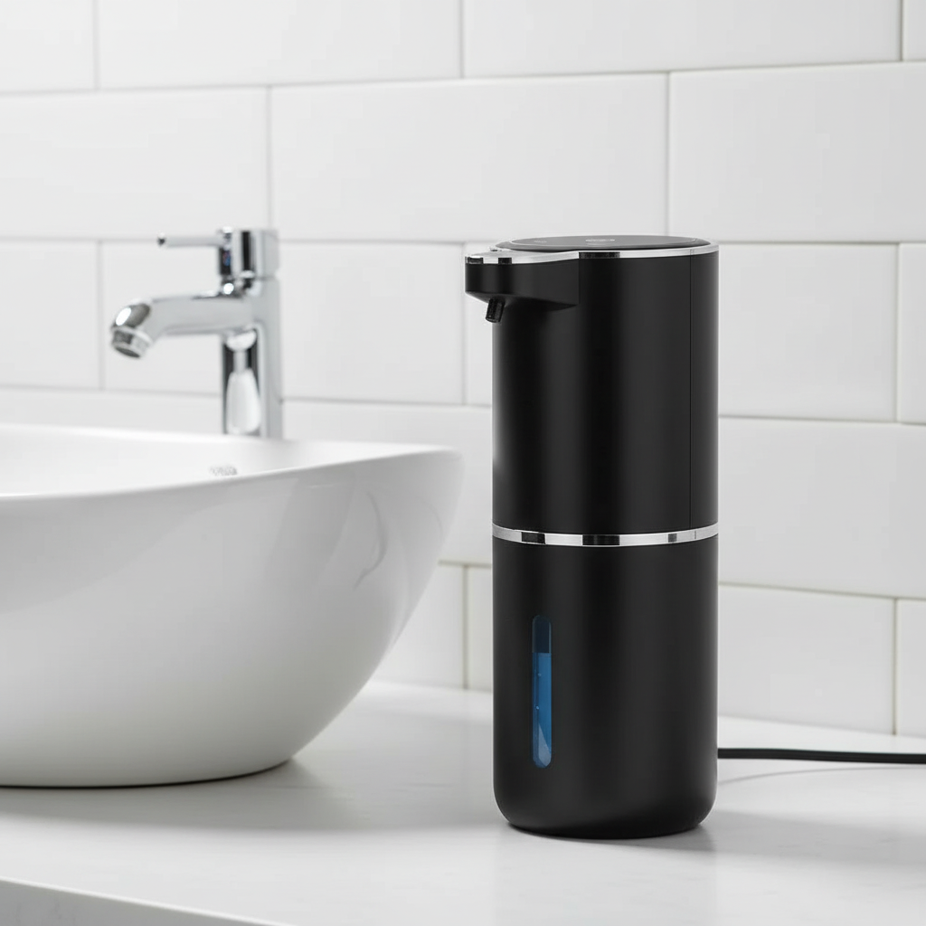 AquaFoamer automatic foam soap dispenser, touchless for hygiene, USB-C rechargeable, white