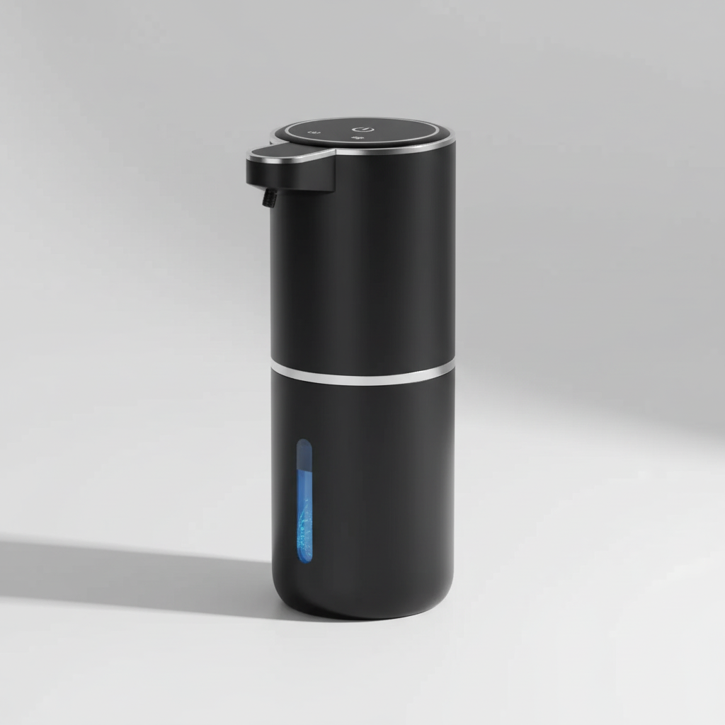 Close-up of AquaFoamer touchless foam soap dispenser, active sensor, perfect for bathroom & kitchen