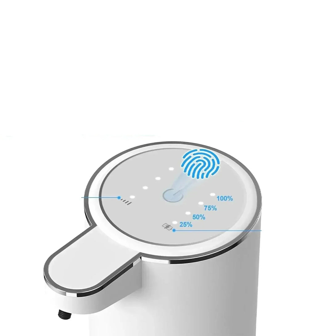 Waterproof AquaFoamer automatic soap dispenser with USB-C charging port, sleek design for home