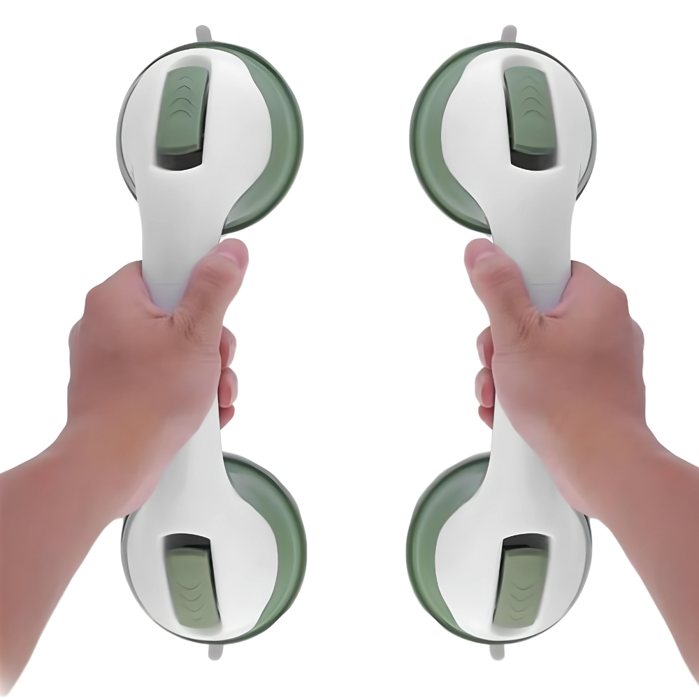 AquaGrip bathroom safety suction grab bar provides secure support for elderly, enhancing mobility in shower or bath.