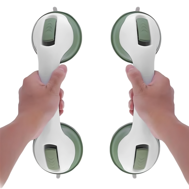 AquaGrip bathroom safety suction grab bar provides secure support for elderly, enhancing mobility in shower or bath.