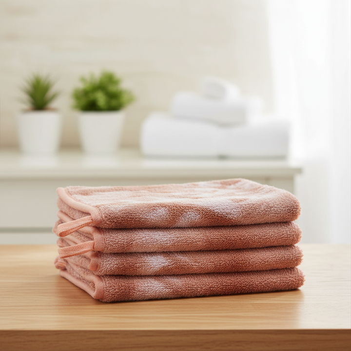 AquaJoy 6-piece coral fleece wash mitt set for gentle baby skincare and cleansing
