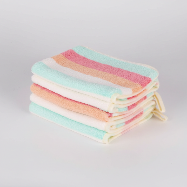 Soft coral fleece wash mitts for sensitive skin, reusable for baby care hygiene