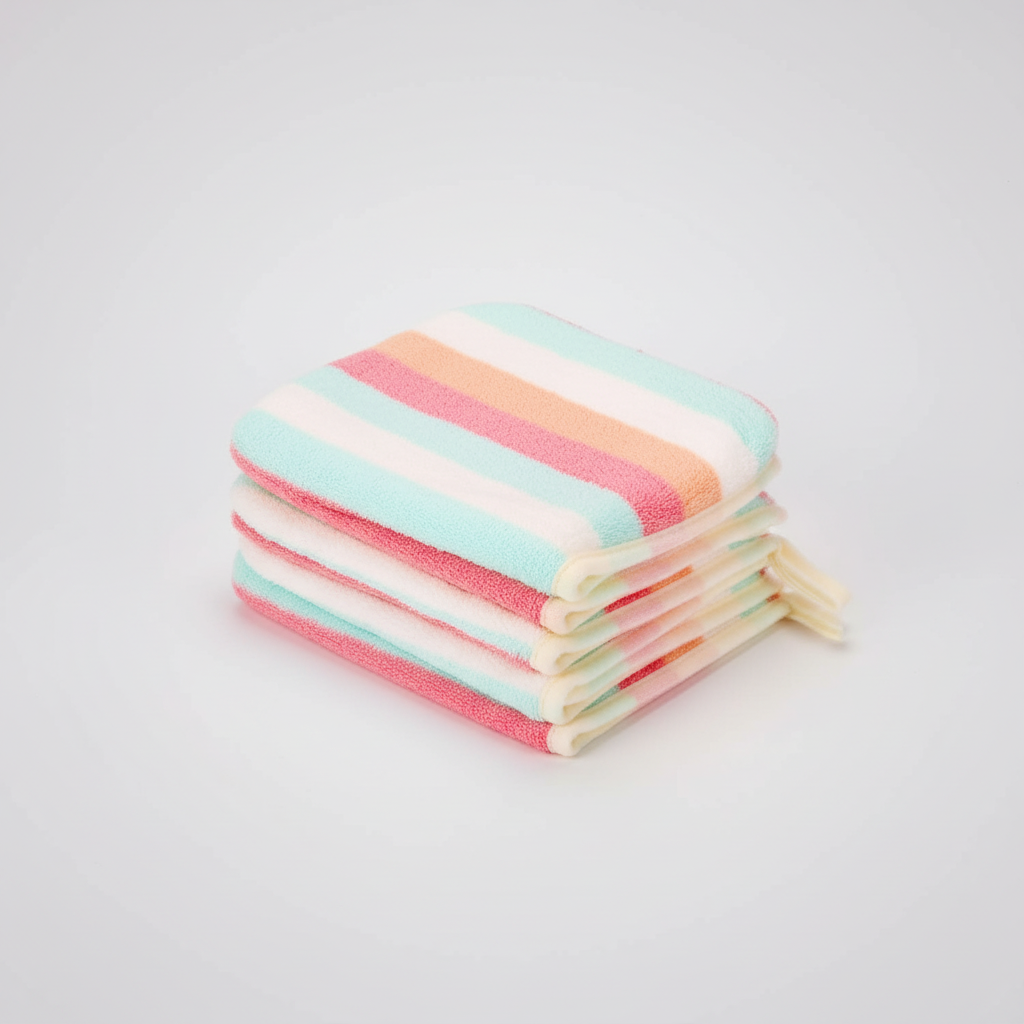 AquaJoy coral fleece wash mitt set, six gentle mitts for skincare and bathing
