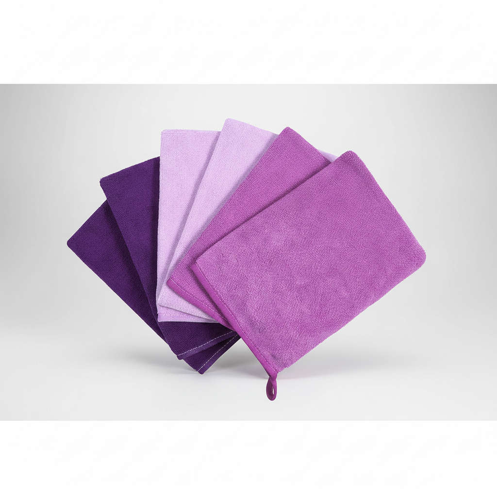 Reusable coral fleece wash mitts by AquaJoy, a 6-piece set for gentle, hypoallergenic care