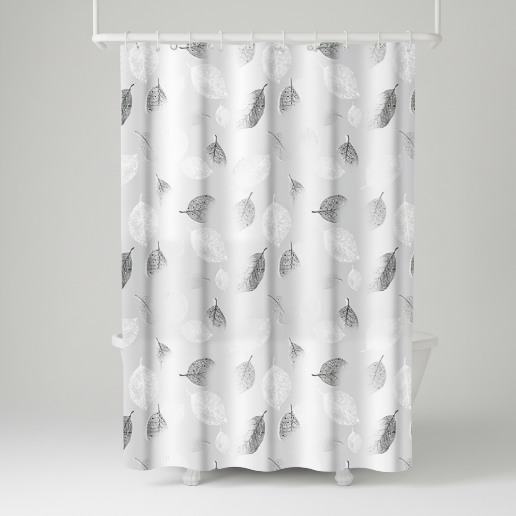 Home decor: AquaLeaf transparent shower curtain, stylish leaf pattern enhances bathroom aesthetic