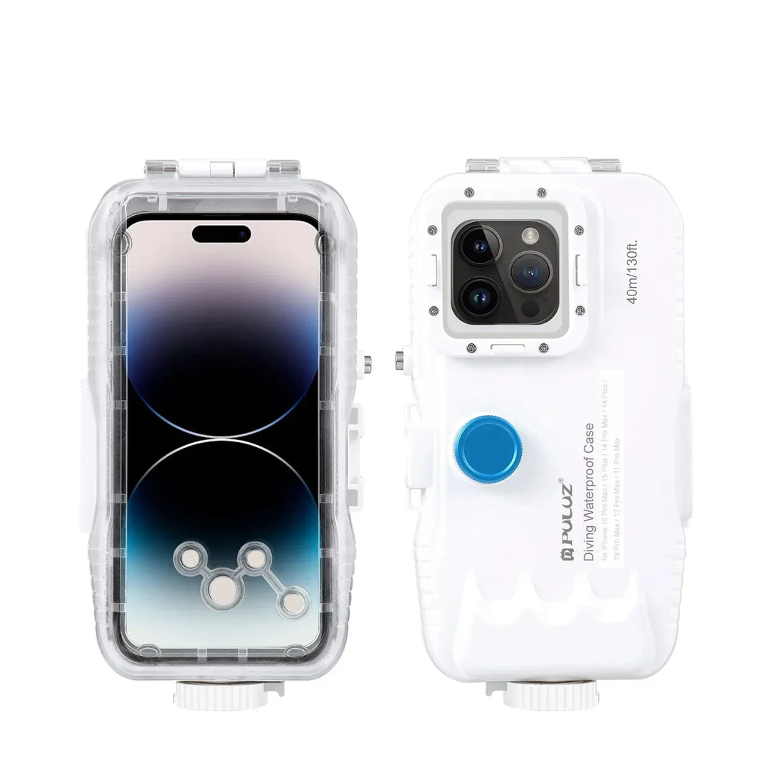 AquaShield iPhone waterproof diving case, 40m depth protection for underwater photography.