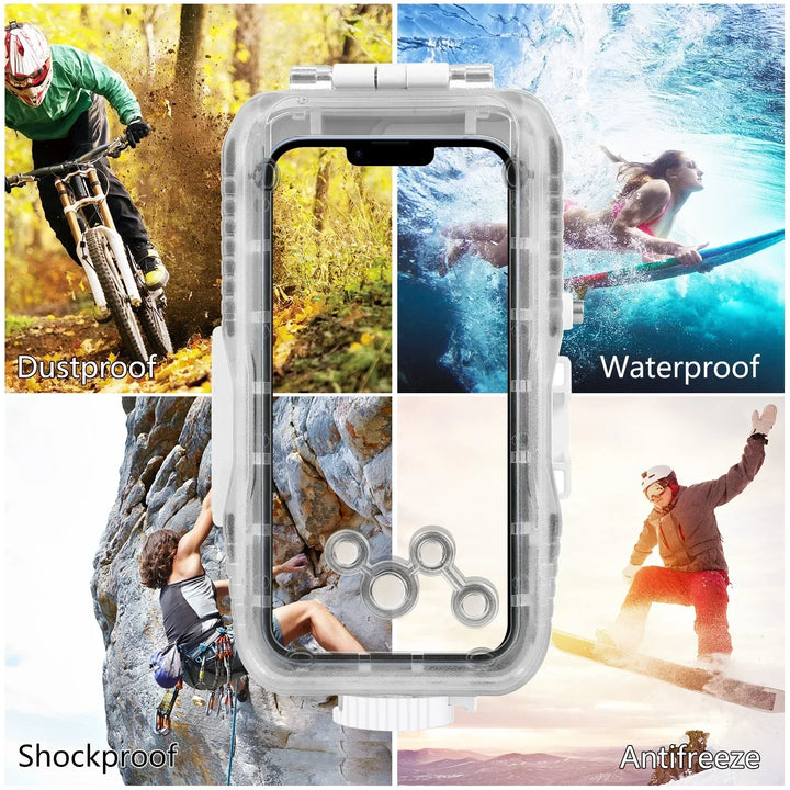 iPhone waterproof diving case, perfect for underwater photography, snorkeling, and phone protection.