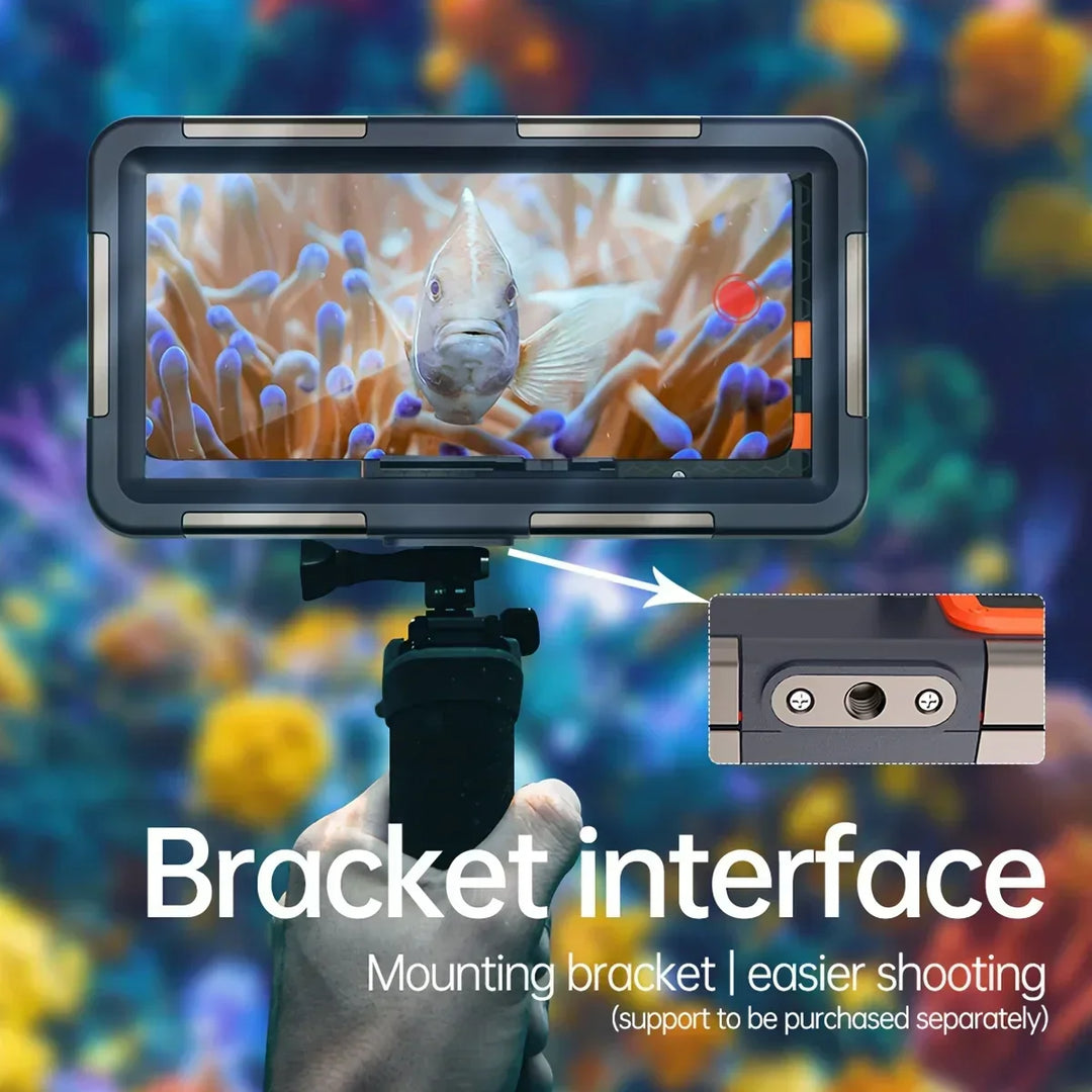 Front view of the AquaShield universal waterproof phone case, ideal for outdoor activities and water sports