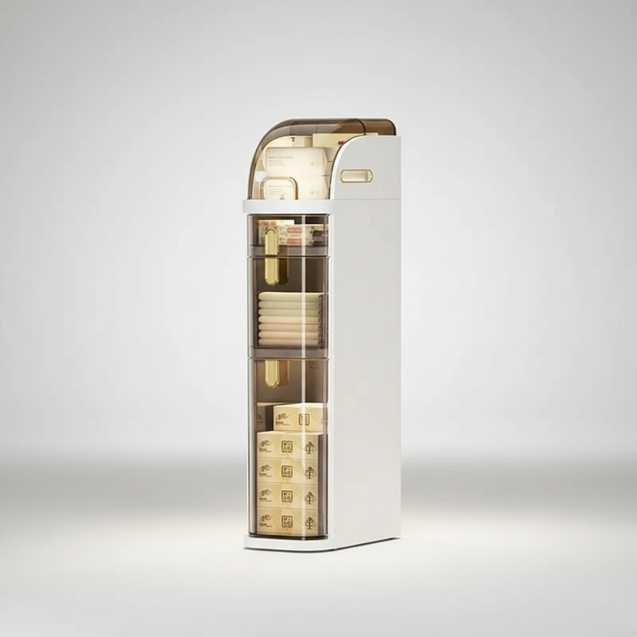 Top view of the AquaShieldCart compact home organizer, showing the spacious shelves for various items.