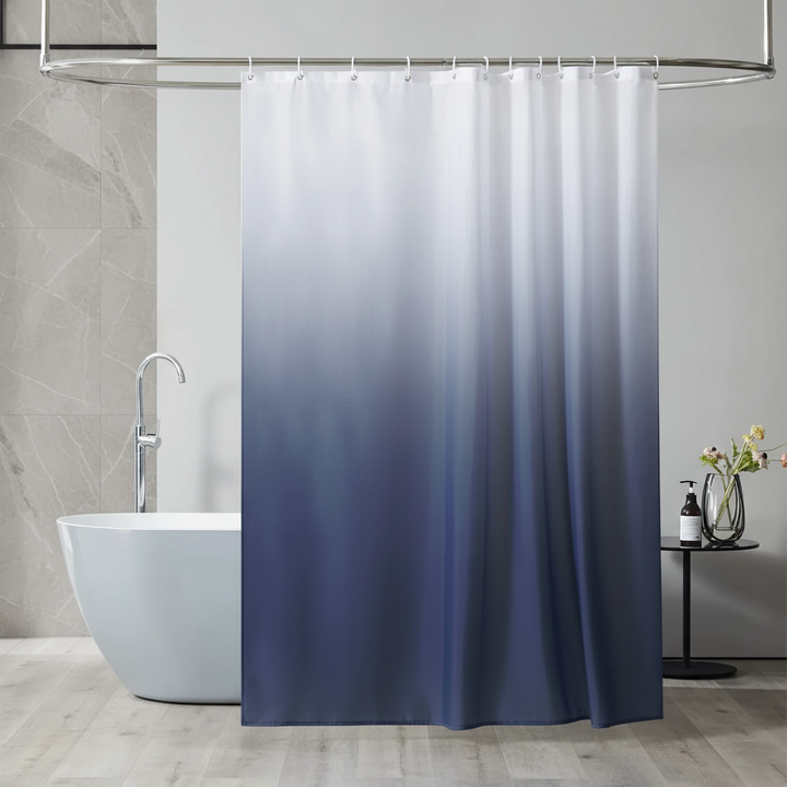 AquaVeil thickened gradient waterproof polyester shower curtain in modern aqua hues for bathroom decor