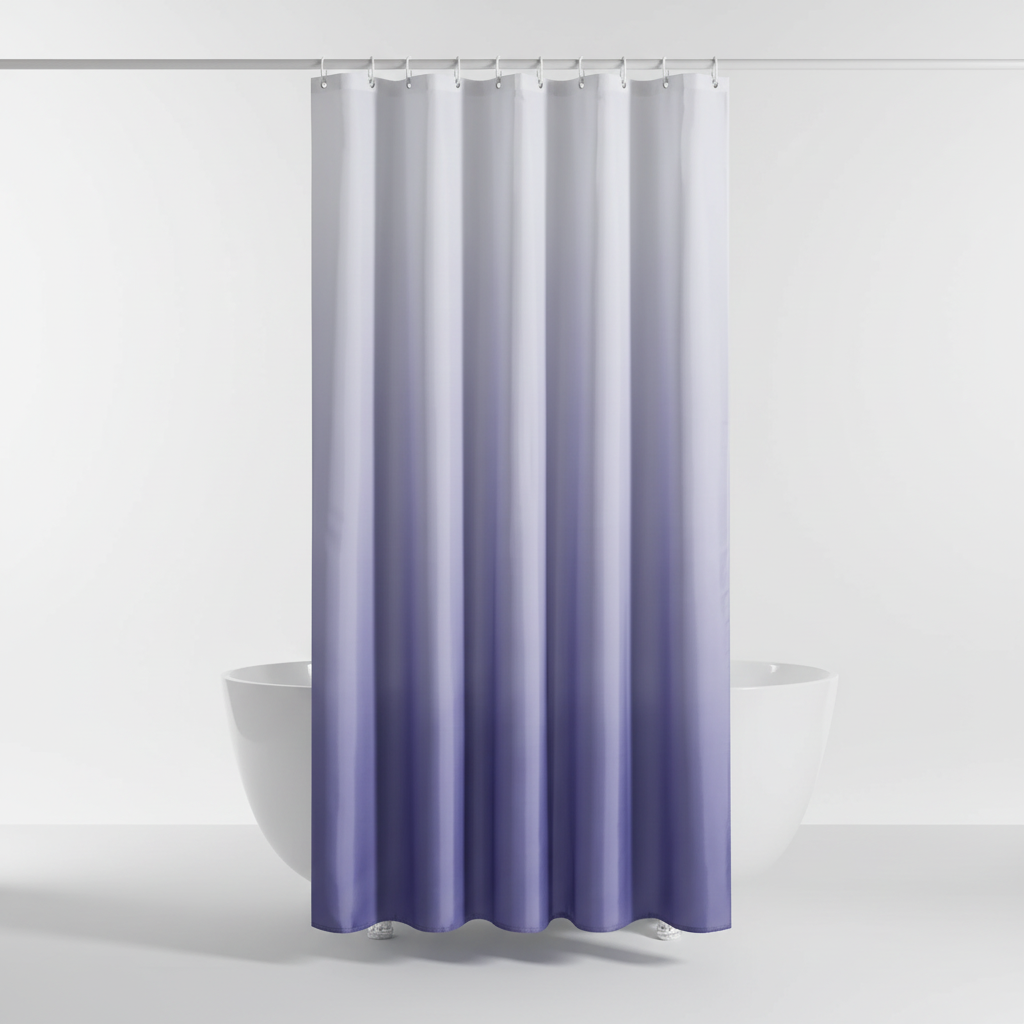 Easy clean AquaVeil gradient waterproof polyester shower curtain, a key bathroom accessory