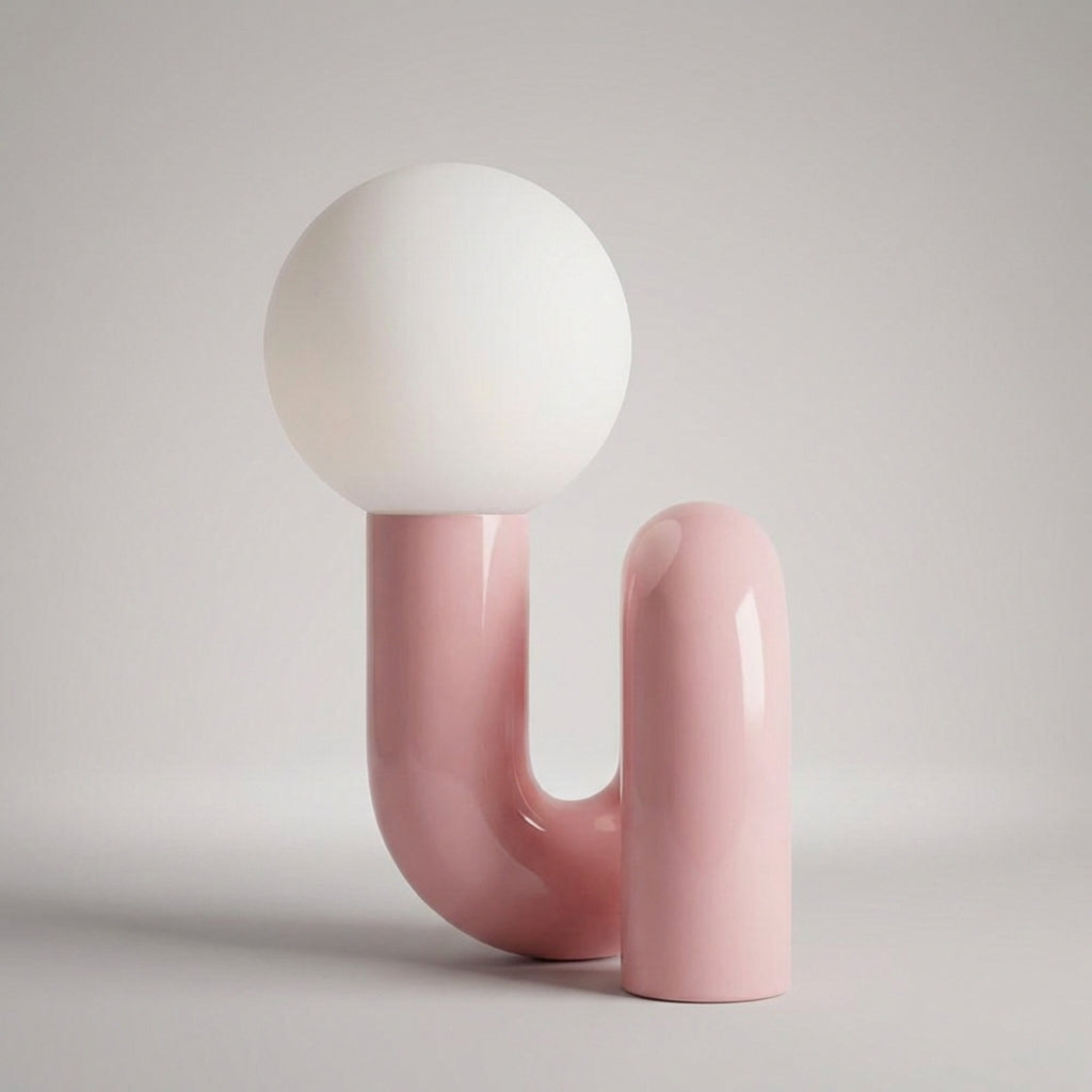 Contemporary Arcavita LED table lamp, sculptural form, elegance for home decor.