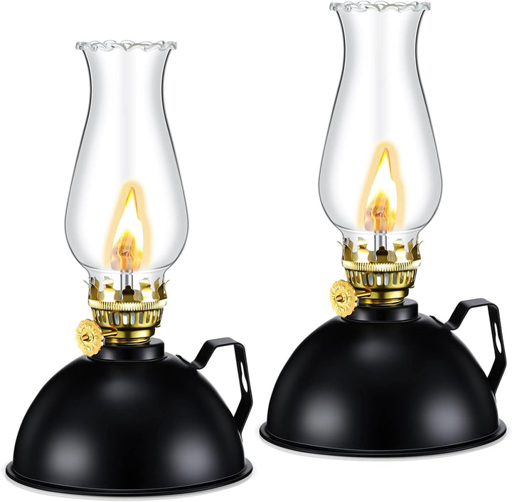 Ardin vintage-style clear glass and metal oil lamps, set of 2, for rustic home decor or emergency lighting