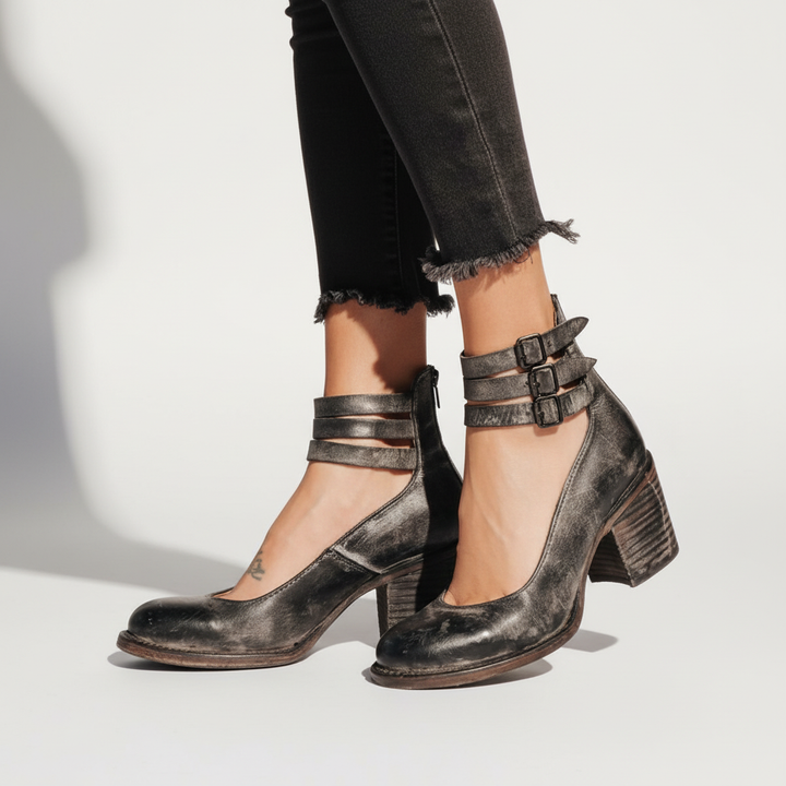 Side view of Ariella women's classic heeled half shoe, ensuring comfort and style for daily use