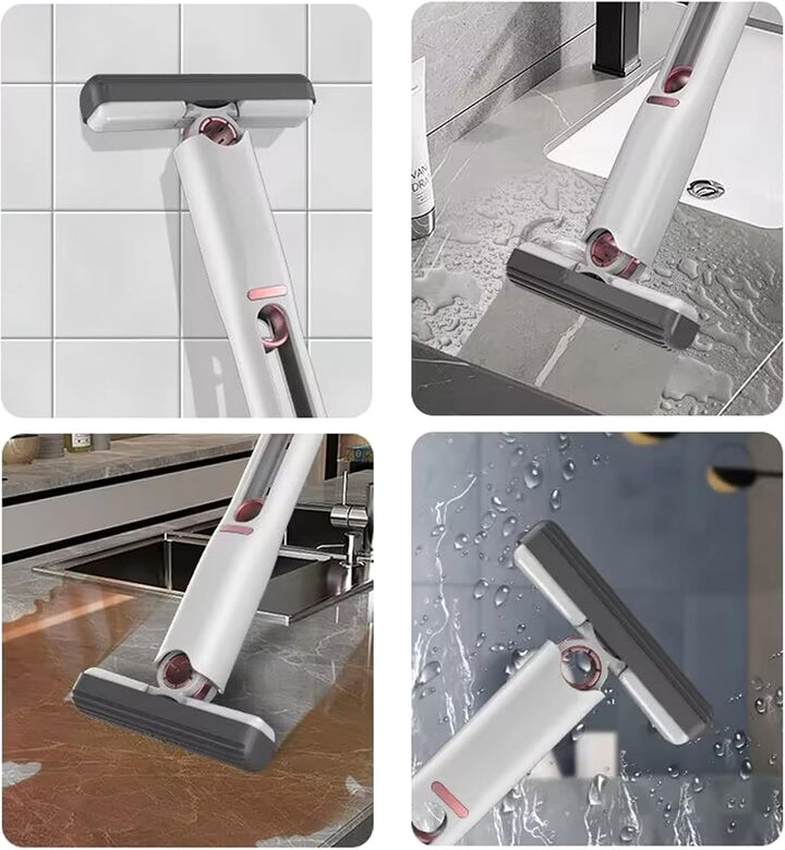 Hand holding the Arivon Portable Self-Squeeze Mini Mop, highlighting its ease of use for quick cleanups.