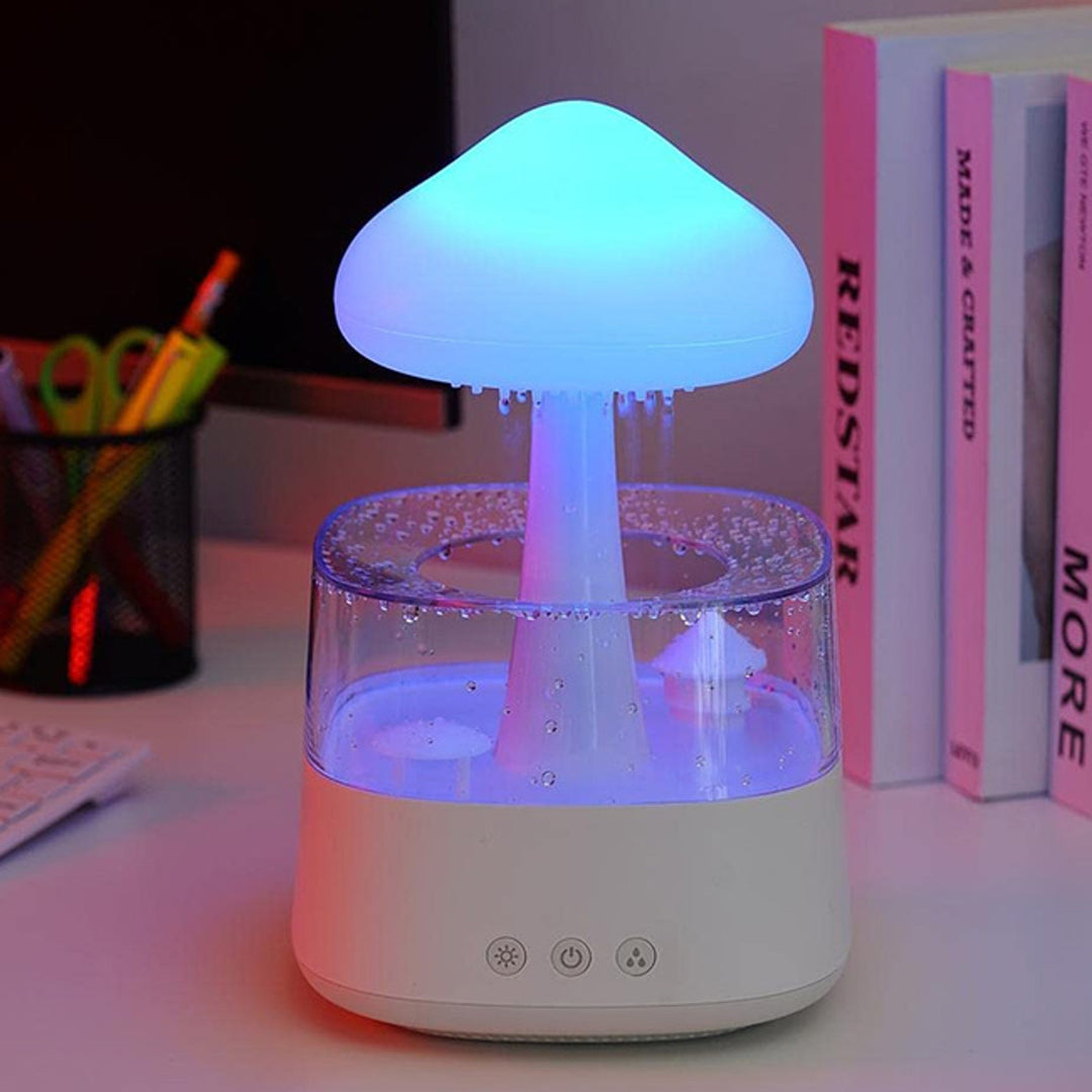 AromaGlow aromatherapy diffuser, humidifier & night light, ideal for relaxation & improved air quality in bedroom.