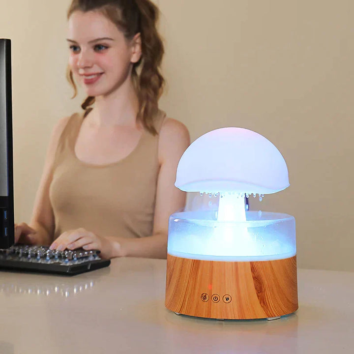 Portable USB aromatherapy diffuser, cool mist humidifier & multi-color night light for home relaxation.