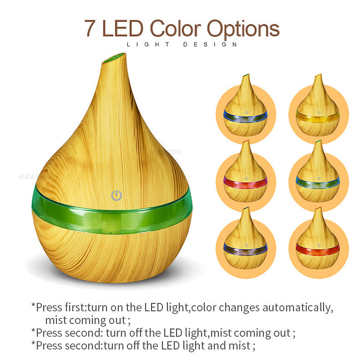 AromaGlow 7-color LED humidifier & aroma diffuser, ideal for essential oils, creating a serene home.