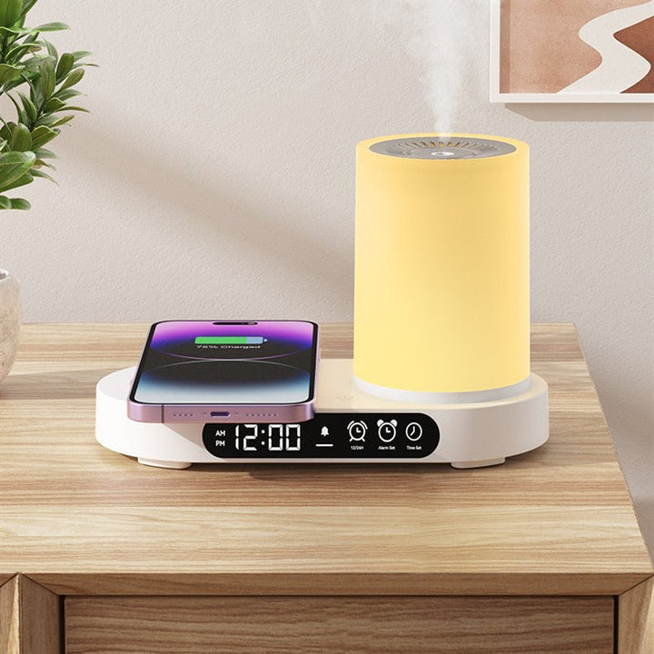 Sleek AromaGlow desk aroma diffuser. Quiet ultrasonic essential oil humidifier enhances office wellness & decor.