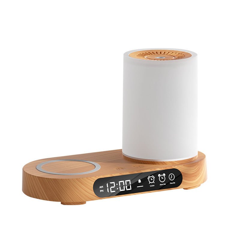 Home office AromaGlow ultrasonic aroma diffuser provides stress relief. Quiet essential oil humidifier for wellness.