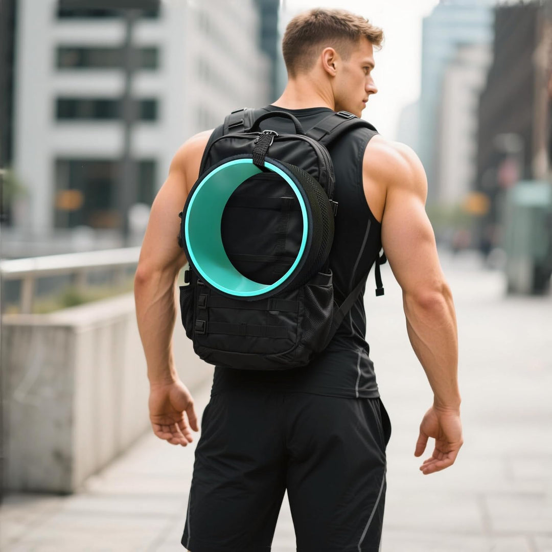 Ergonomic back roller wheels & durable yoga blocks by Artheva for full body stretch.