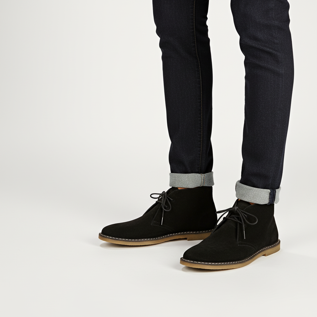 Arthur Men's Desert Boots, brown leather, lace-up detail, comfortable and stylish all year