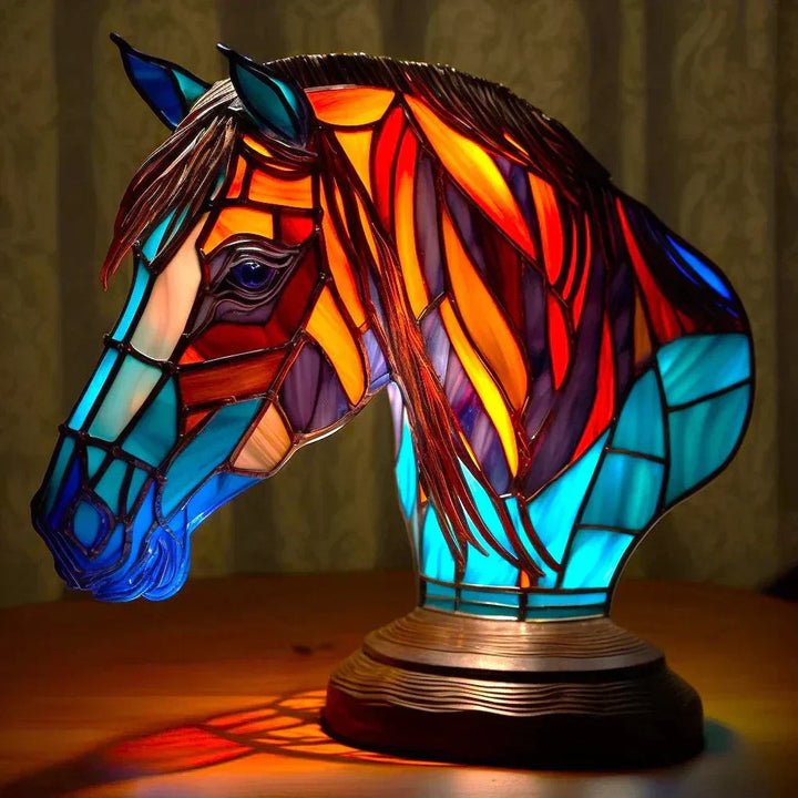 Whimsical animal stained glass night light, perfect for children's rooms or accent lighting.