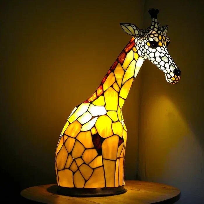 Unique gift: artistic animal stained glass lamp, a charming and colorful home decor light.