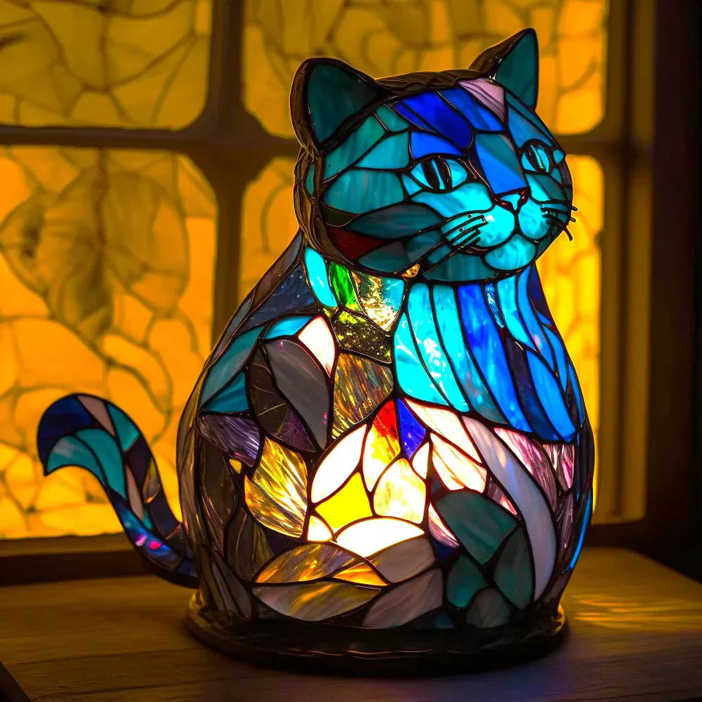 Stained glass animal table lamp, a decorative and unique gift for art and animal lovers.