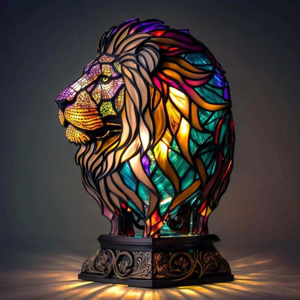 Elegant animal stained glass art lamp, perfect for creating ambient light and decor.