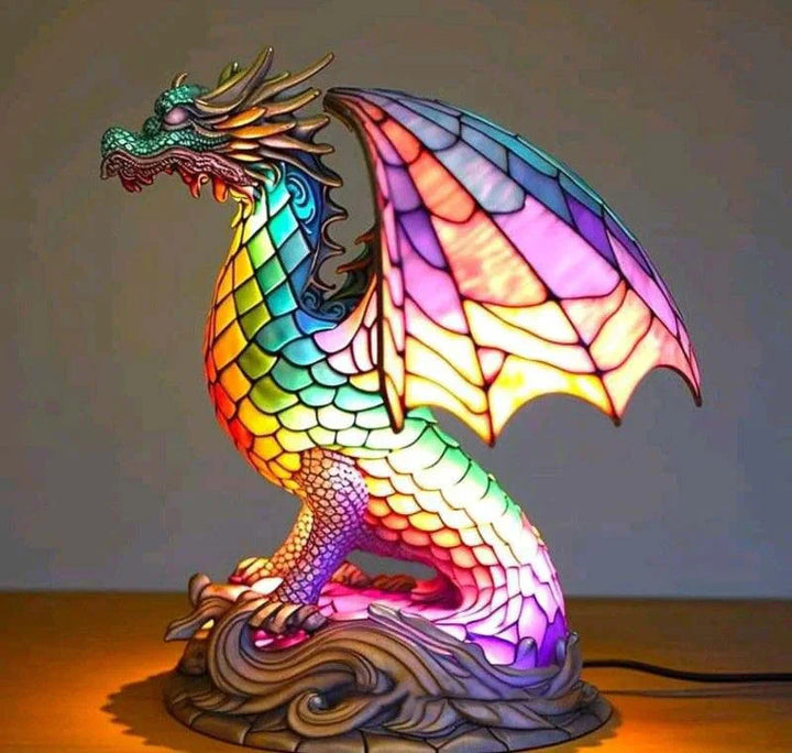 Artistic animal stained glass table lamp, a vibrant and unique homelighting accessory.