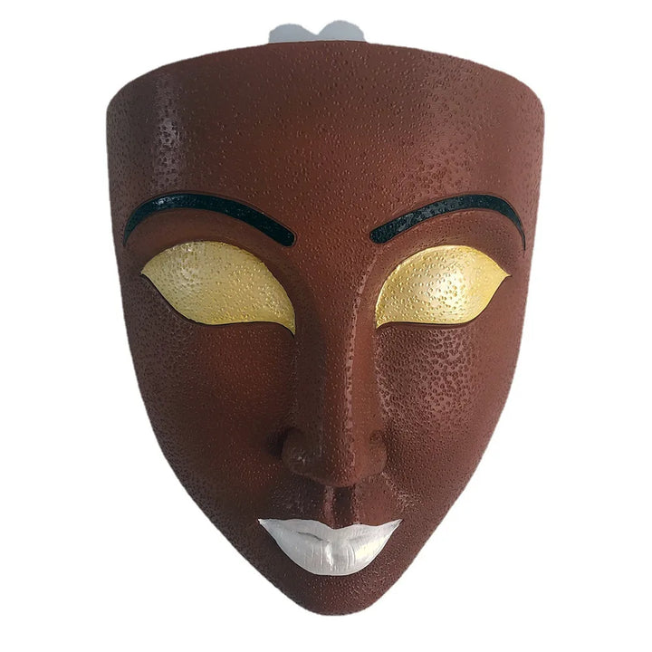 Unique human face hanging planter, sculptural wall decor for indoor plants. Artistic resin pot for modern home accents.