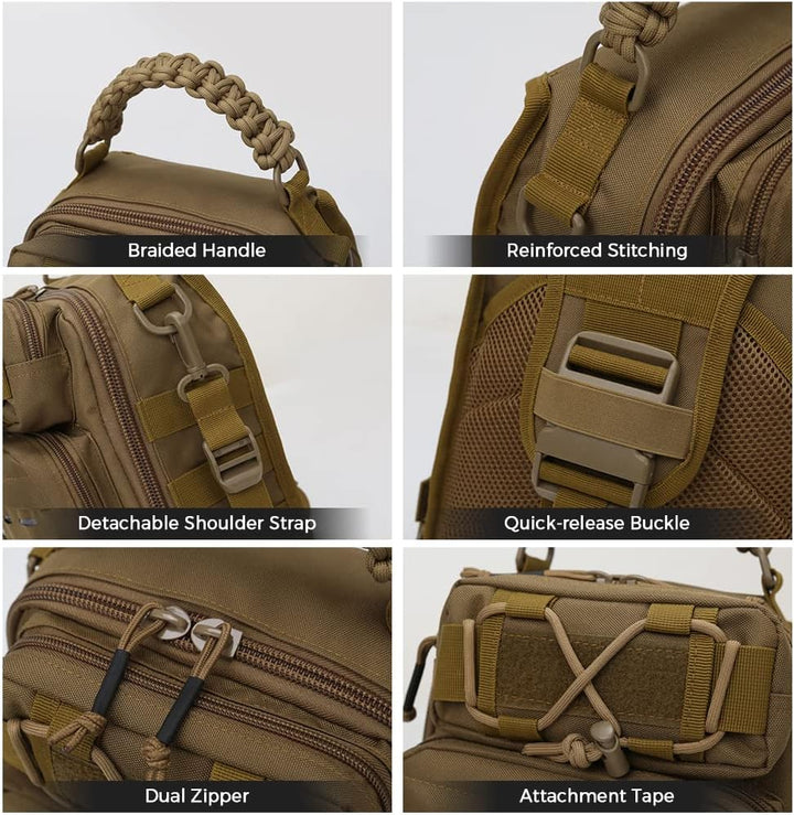 Waterproof interior lining visible inside the Arvion fishing sling bag, enhanced tackle protection.