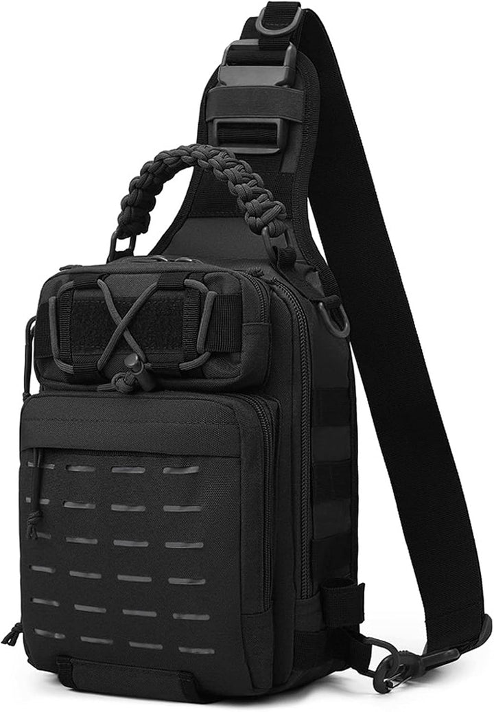 Detailed shot of multi-pocket design on Arvion fishing bag, organized tackle management.