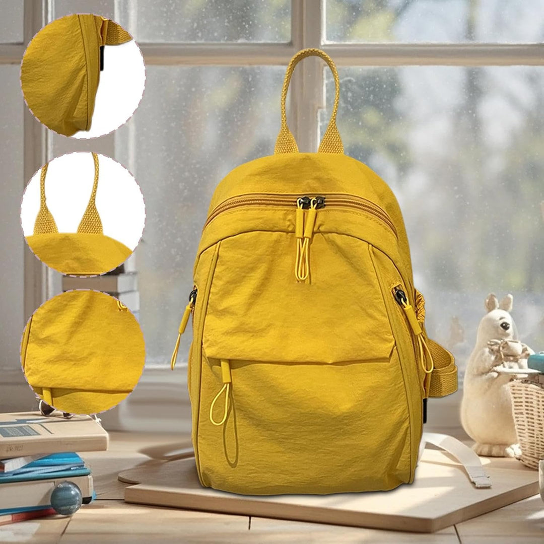 Nylon lightweight waterproof schoolbag for unisex, Arvion, shown in an outdoor setting