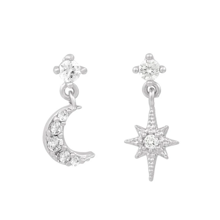 Gift set of Astrid Celestial Charm Earrings, stylish star and moon women's hypoallergenic jewelry