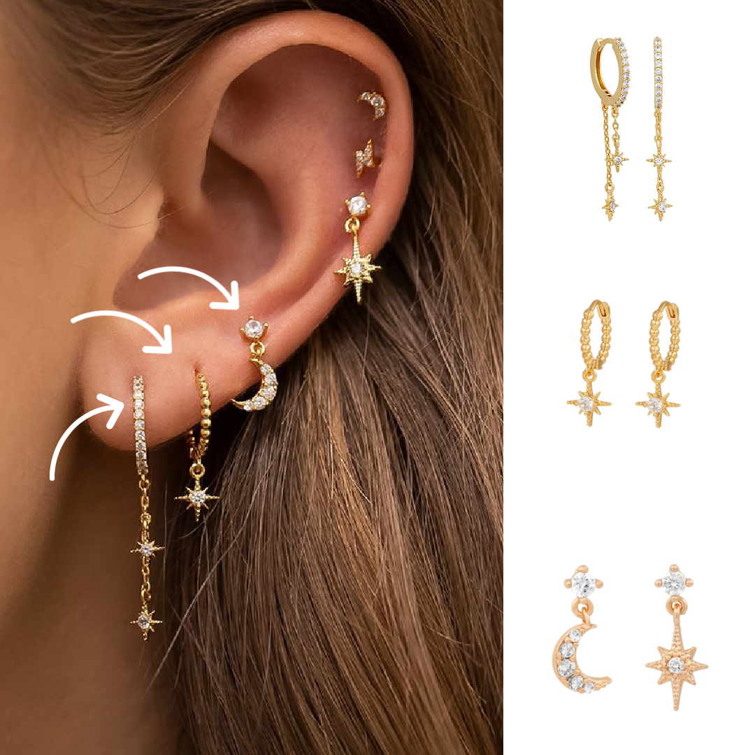 Betoverende Sterrenlicht Hoop Earrings, glistening celestial design for women, hypoallergenic