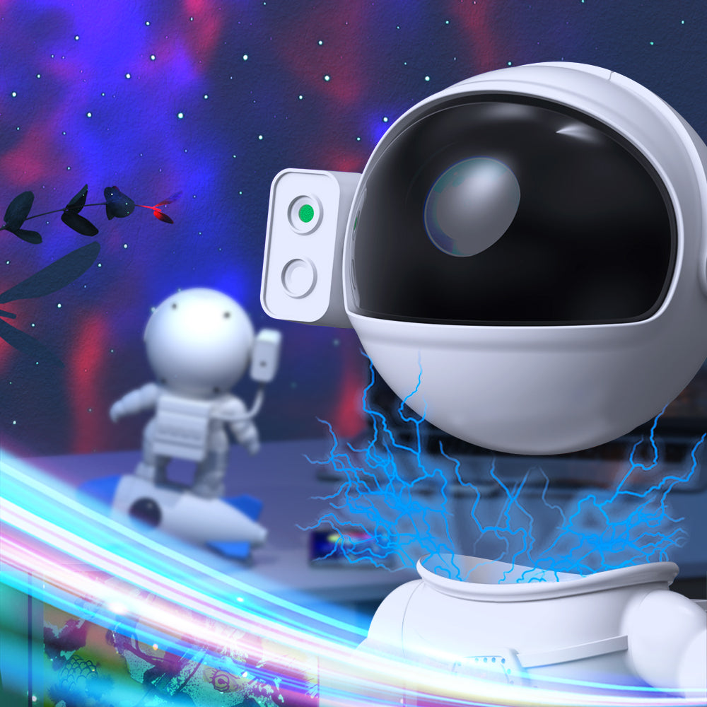 Astronaut Star Projector, an innovative night light for kids and adults, with adjustable galaxy effects.