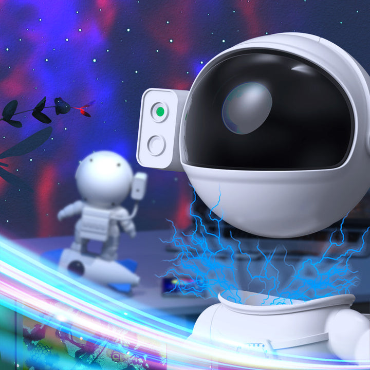 Astronaut Star Projector, an innovative night light for kids and adults, with adjustable galaxy effects.