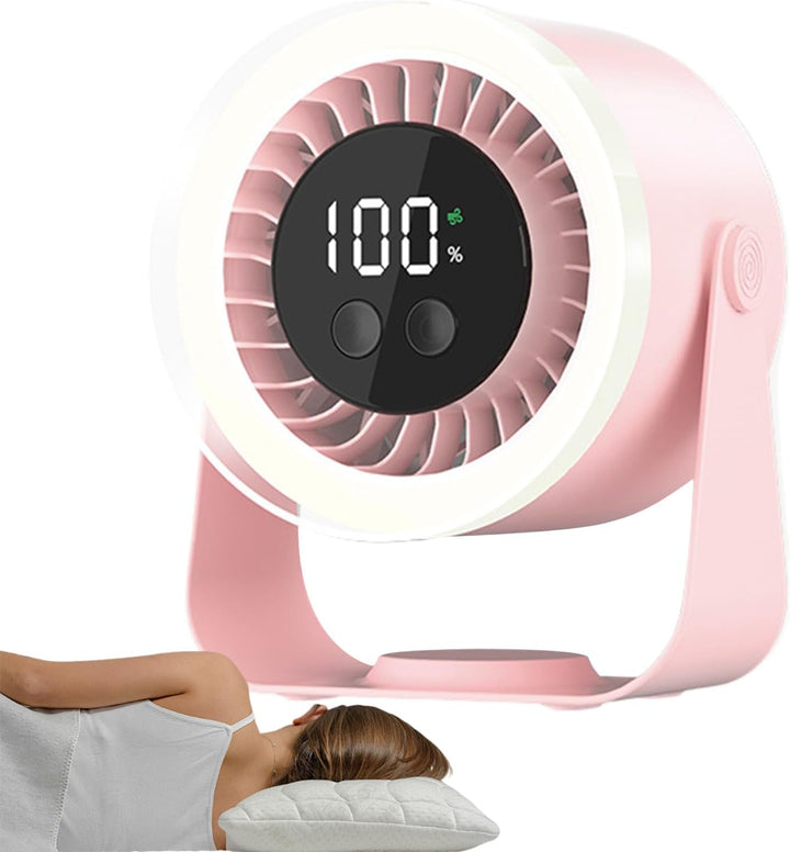 Auralis USB Rechargeable Quiet Desk Fan in white, portable with 10 speeds, perfect for home office.
