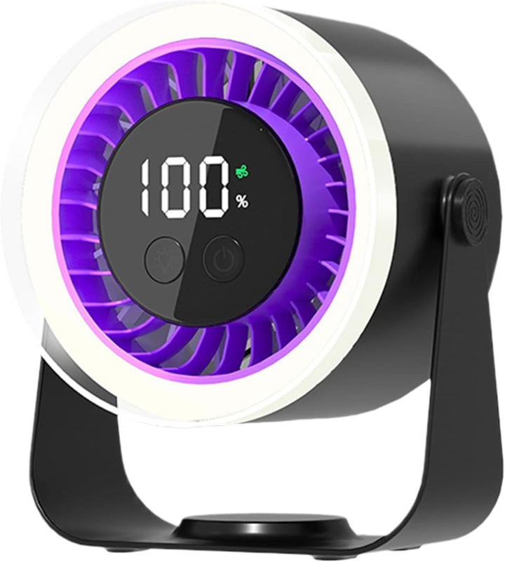 Auralis USB Rechargeable Desk Fan in white, being carried, highlighting its portable nature.